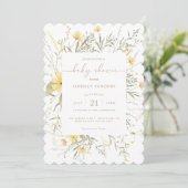 Invitation Floral d'or | Baby shower Fleur sauvage à écharpe (Debout devant)
