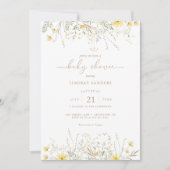 Invitation Floral d'or | Baby shower frontalier Fleur sauvage (Devant)