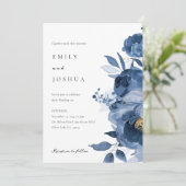 Invitation Floral d'or bleu bleu, tout en un Mariage (Debout devant)