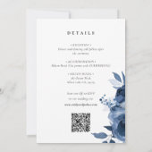 Invitation Floral d'or bleu bleu, tout en un Mariage (Dos)