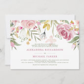 Invitation Floral d'or | Mariage d'aquarelle rose (Devant)