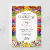 Invitation Floral d'or mexicain Quinceañera (Devant)