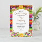 Invitation Floral d'or mexicain Quinceañera (Debout devant)