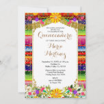 Invitation Floral d'or mexicain Quinceañera<br><div class="desc">Invitation de Quinceañera Floral d'or mexicainMis Quince Anos,  15e anniversaire, </div>