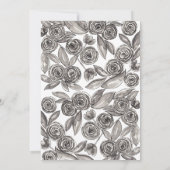 Invitation Floral d'or noir Confetti Aquarelle Quinceañera (Dos)