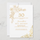 Invitation Floral doré | 30e anniversaire de Cream and Gold (Devant)