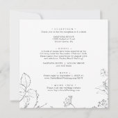 Invitation Floral doré | Argent et blanc tout en un Mariage (Dos)