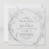 Invitation Floral doré | Argent et noir tout en un Mariage (Devant)