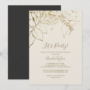 Invitation Floral doré   Cream and Gold Let's Party