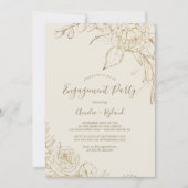 Invitation Floral doré | Cream et Gold Engagement Party (Devant)