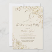Invitation Floral doré | Cream et Gold House Party (Devant)