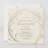 Invitation Floral doré | Cream et Gold Quinceañera (Devant)