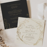 Invitation Floral doré | Crème et or tout en un Mariage<br><div class="desc">Cette crème dorée fleurie et dorée en un seul faire-part de mariage est parfaite pour un mariage élégant. Le design boho moderne présente un arrangement fantaisiste de faux feuilles d'or dessiné à la main, de feuilles et de botaniques sur un arrière - plan crème. Enregistrez du papier en incluant les...</div>