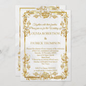 Invitation Floral doré | Mariage Décontracté Gold Foil Cream (Devant / Derrière)