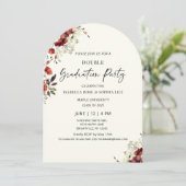 Invitation Floral Double Graduation Party Twin Graduation (Debout devant)