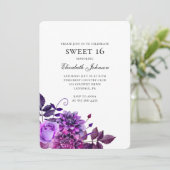 Invitation Floral doux 16. Fleurs violettes 16e anniversaire (Debout devant)