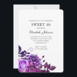 Invitation Floral doux 16. Fleurs violettes 16e anniversaire<br><div class="desc">Contactez-moi,  s'il vous plaît,  si vous avez besoin d'autres articles.</div>