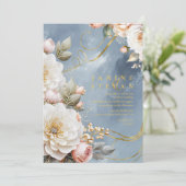 Invitation Floral Drama Mariage Blue ID1022 (Debout devant)