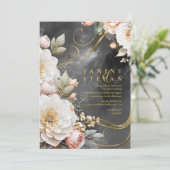 Invitation Floral Drama Mariage Charcoal ID1022 (Debout devant)