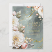 Invitation Floral Drama Mariage Green ID1022 (Devant)