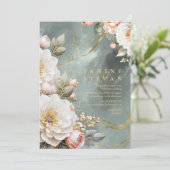 Invitation Floral Drama Mariage Green ID1022 (Debout devant)