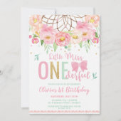 Invitation Floral Dream Catcher Miss Onederful 1er Anniversai (Devant)