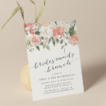 Invitation Floral du milieu de l'été | Bridesmaid Brunch Invi<br><div class="desc">Élégante et moderne invitation au brunch à la femme de chambre à la lumière, avec un bouquet de roses pastel pastel, des pivoines et des hydrangées dans les tons rose roux, pêche et crème, avec feuilles botaniques verdoyants et eucalyptus. Personnalisez avec vos demoiselles d'honneur les détails du brunch dans élégante...</div>