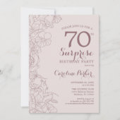 Invitation Floral Dusky Pink Surprise 70ème anniversaire (Devant)
