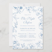 Invitation Floral Dusty Bleu Nuit Avant Le Dîner De Répétitio (Devant)