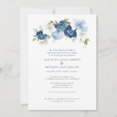 Invitation Floral Dusty bleu QR Code tout en un Mariage (Devant)