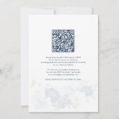 Invitation Floral Dusty bleu QR Code tout en un Mariage (Dos)