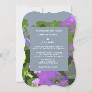 Invitation Floral Dusty Bleu Violet Artsy Mariage élégant