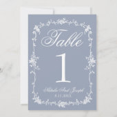 Invitation Floral Dusty Blue Botanical Wedding Table Number (Dos)