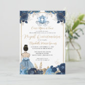 Invitation Floral Dusty Blue Cinderella Royal Quinceanera (Debout devant)