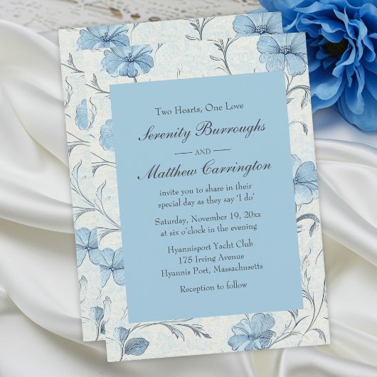 Invitation Floral Dusty Blue Country Garden Mariage
