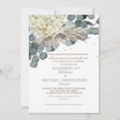 Invitation Floral Dusty Blue Eucalyptus Élégant Mariage or (Devant)