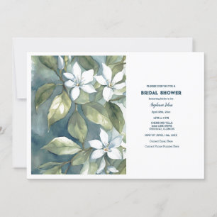 Invitation Floral Dusty Blue Fête des mariées Mariage vert