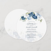 Invitation Floral Dusty Blue Flowers Fête des mariées aquarel (Devant / Derrière)