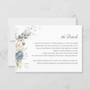 Invitation Floral Dusty Blue Greenery Détails du Mariage Insé