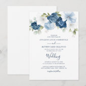 Invitation Floral Dusty Blue Greenery Mariage d'aquarelle (Devant / Derrière)