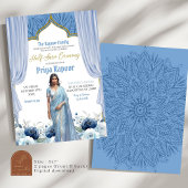 Invitation Floral Dusty Blue Half Saree Indian Giremony