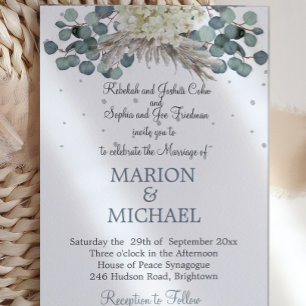 Invitation Floral Dusty Blue Mariage élégant