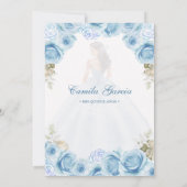Invitation Floral Dusty Blue & Silver Princess Quinceañera (Dos)
