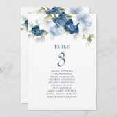 Invitation Floral Dusty Blue Table Numéro 3 Siège Mariage (Devant / Derrière)