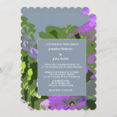 Invitation Floral Dusty Blue Violet Abstrait mariage élégant (Devant / Derrière)