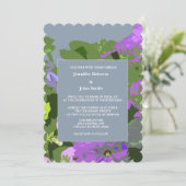 Invitation Floral Dusty Blue Violet Abstrait mariage élégant (Debout devant)