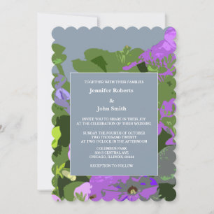 Invitation Floral Dusty Blue Violet Abstrait mariage élégant