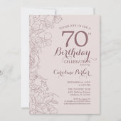 Invitation Floral Dusty Pink Photo 70e fête d'anniversaire (Devant)