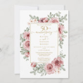 Invitation Floral Dusty Rose 50e Anniversaire Mariage d'or (Devant)