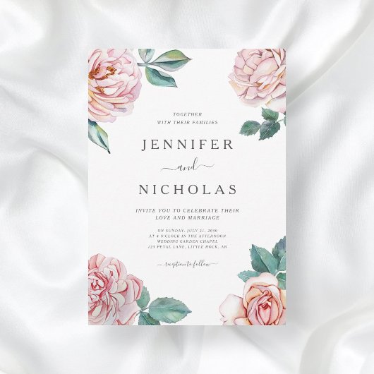 Invitation Floral Dusty Rose Blush Pink Peonies Mariage